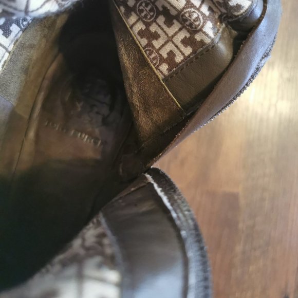 Tory Burch Sofia Tan Leather Riding Boots 8 - Picture 4 of 7